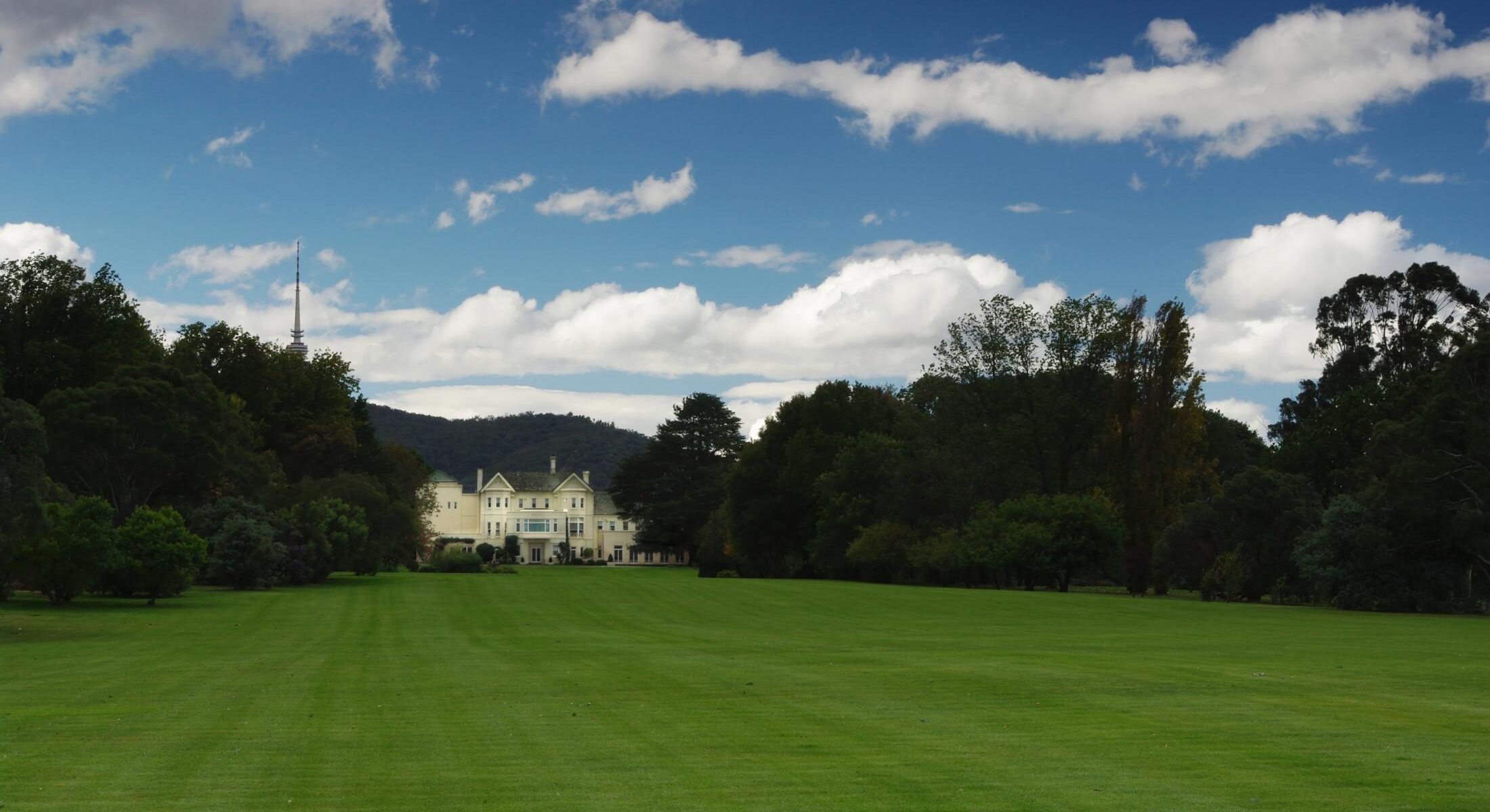 Distant view of Government House, the official residence of the Governor-General